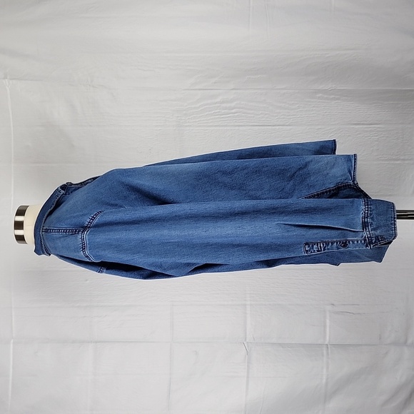 Vintage 90’s Lee Oversized Blue Denim Longline Grunge Button Down Shirt. XL - Picture 5 of 12